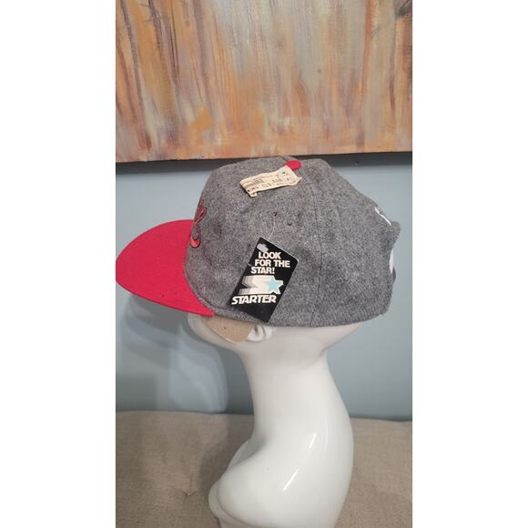 Vintage Starter UNLV Runnin' Rebels Snapback Hat 100% Wool Gray Red NWT Made DR - Picture 4 of 14